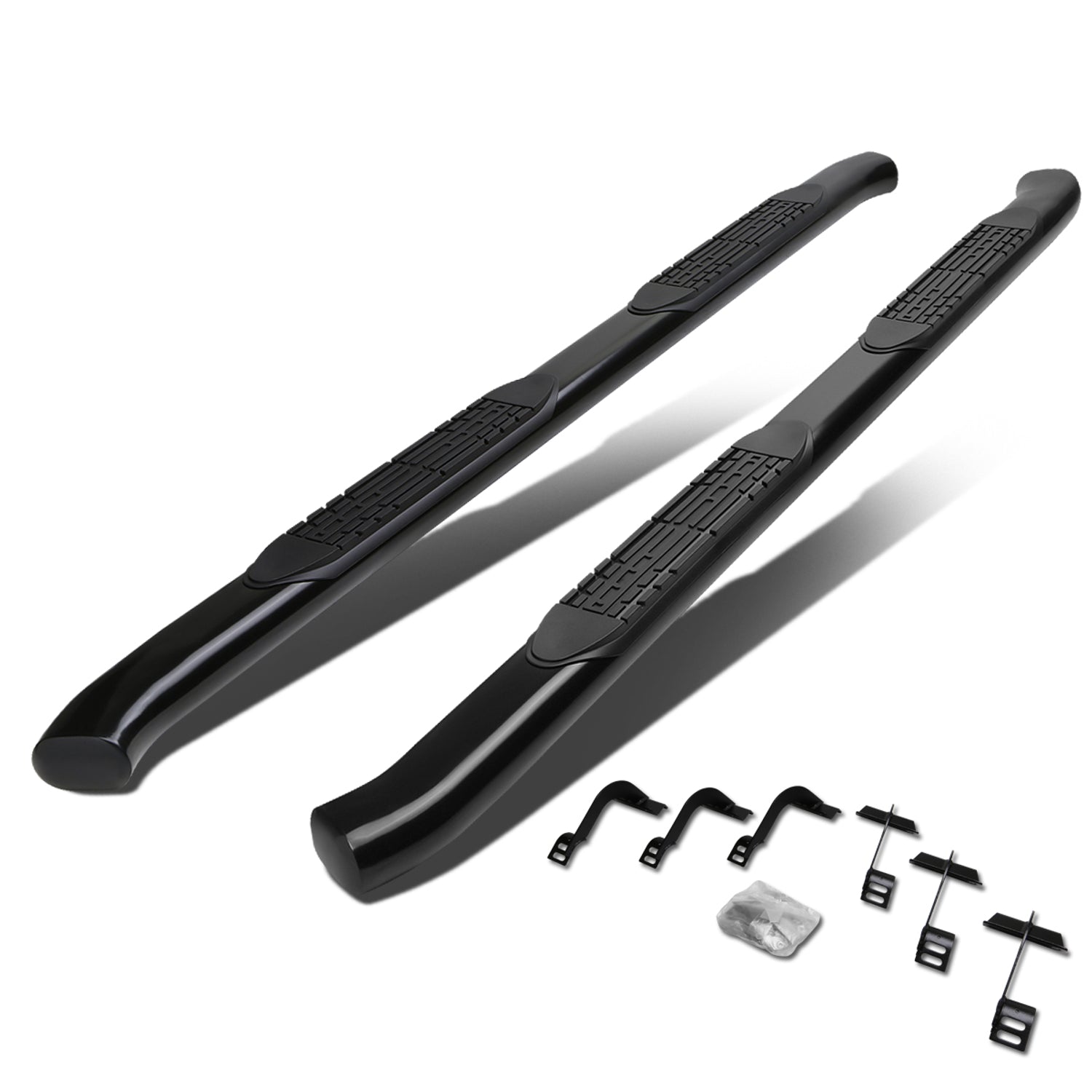 D-Motoring - Running Boards - 4 in. - Black - Curved Oval - 15-16 Ford F-150 Crew Cab (Super Crew) - 1