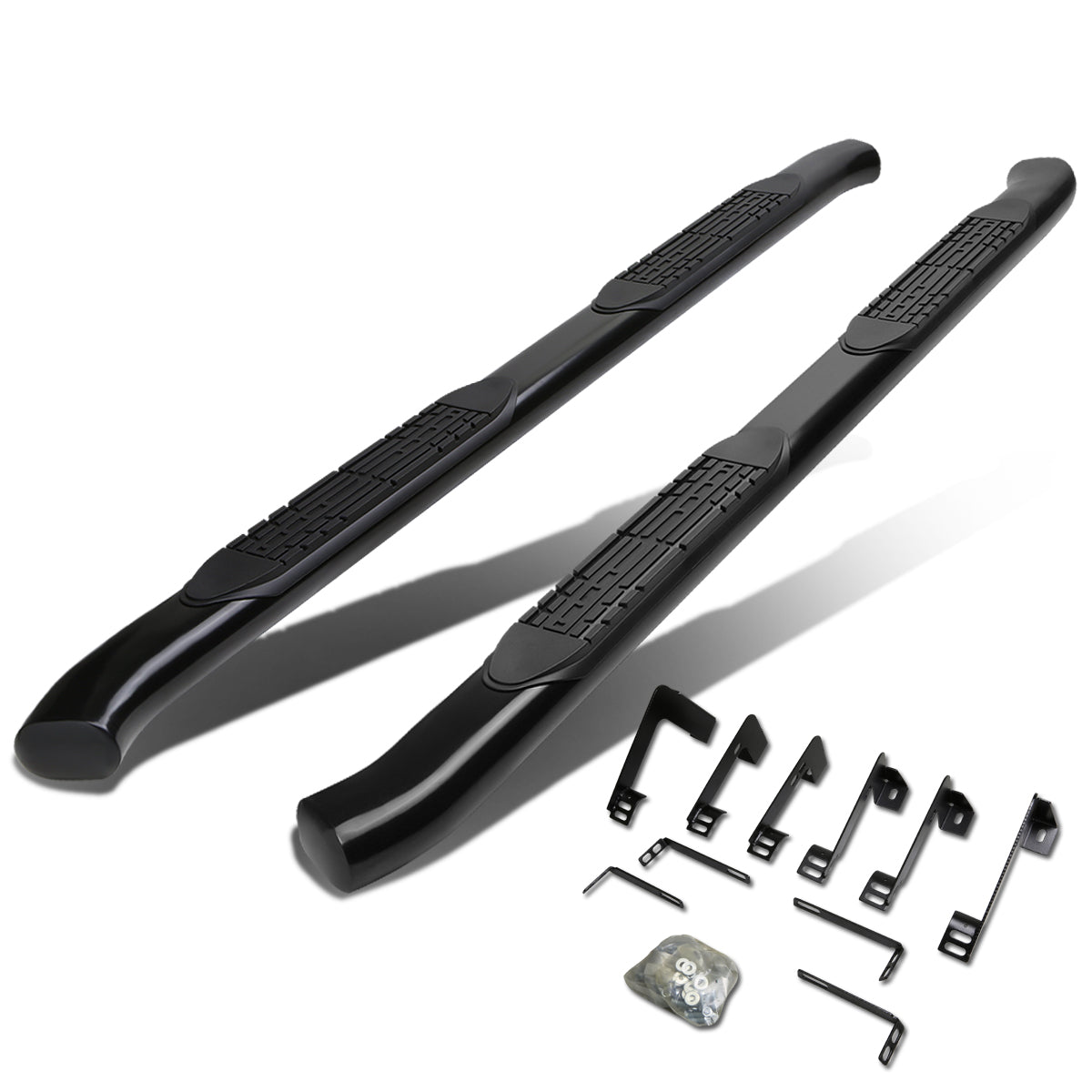 D-Motoring - Running Boards - 4 in. - Black - Curved Oval - GMC Sierra Extended Cab / Chevy Silverado Extended Cab - 1