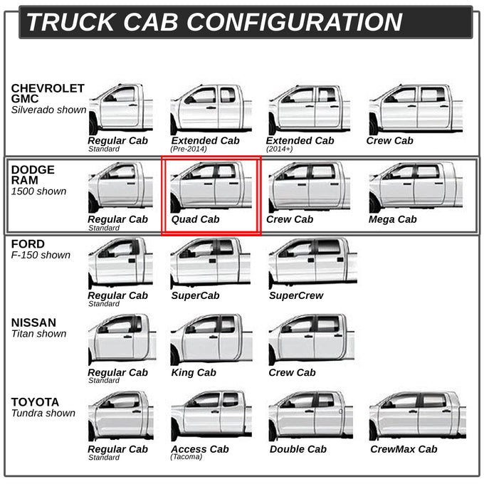D-Motoring - Running Boards - 4 in. - Black - Curved Oval - Dodge RAM 1500 / 2500 / 3500 Extended Quad Cab 4-Door - 5