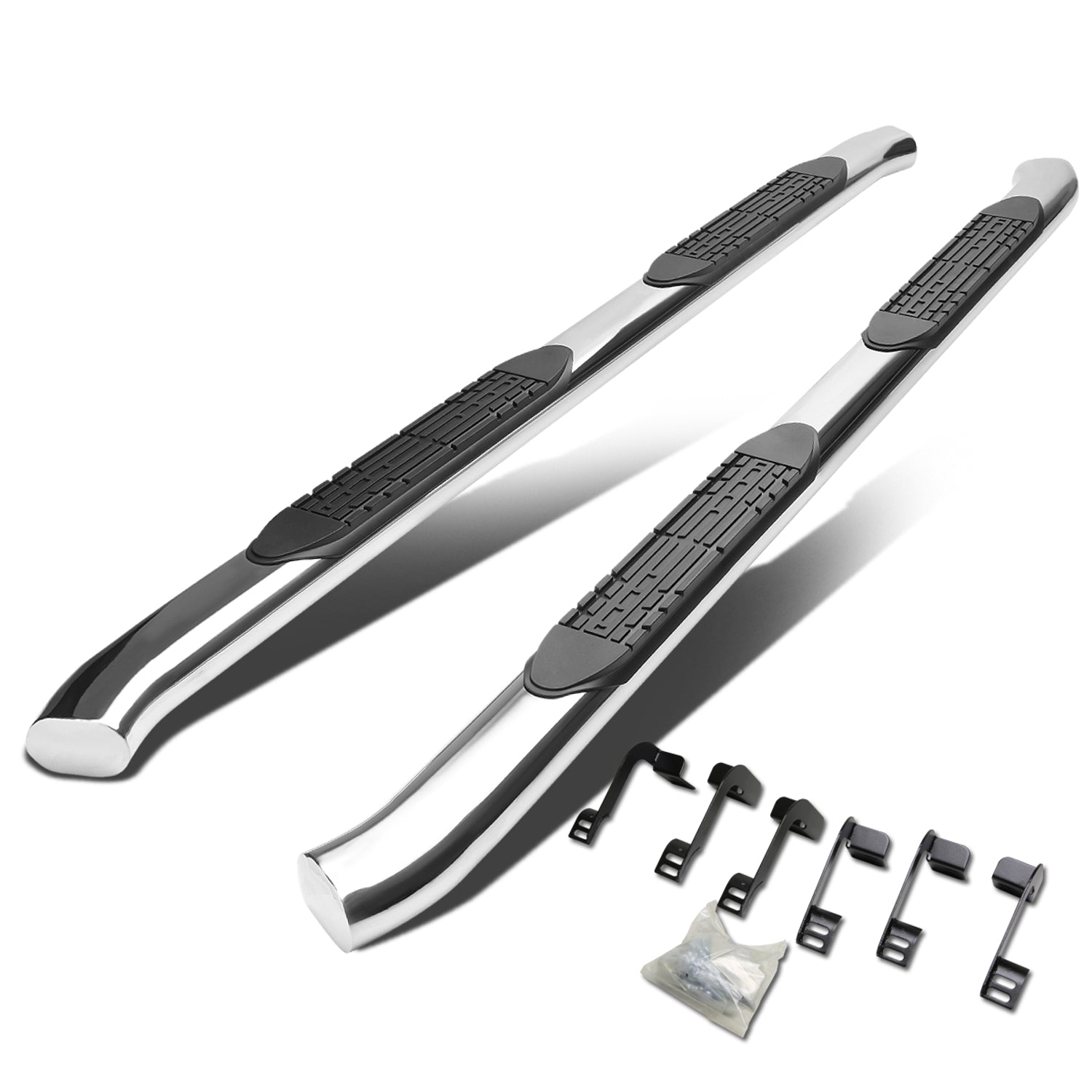 D-Motoring - Running Boards - 4 in. - Curved Oval - Dodge RAM 1500 / 2500 / 3500 Crew Cab 4-Door - 1