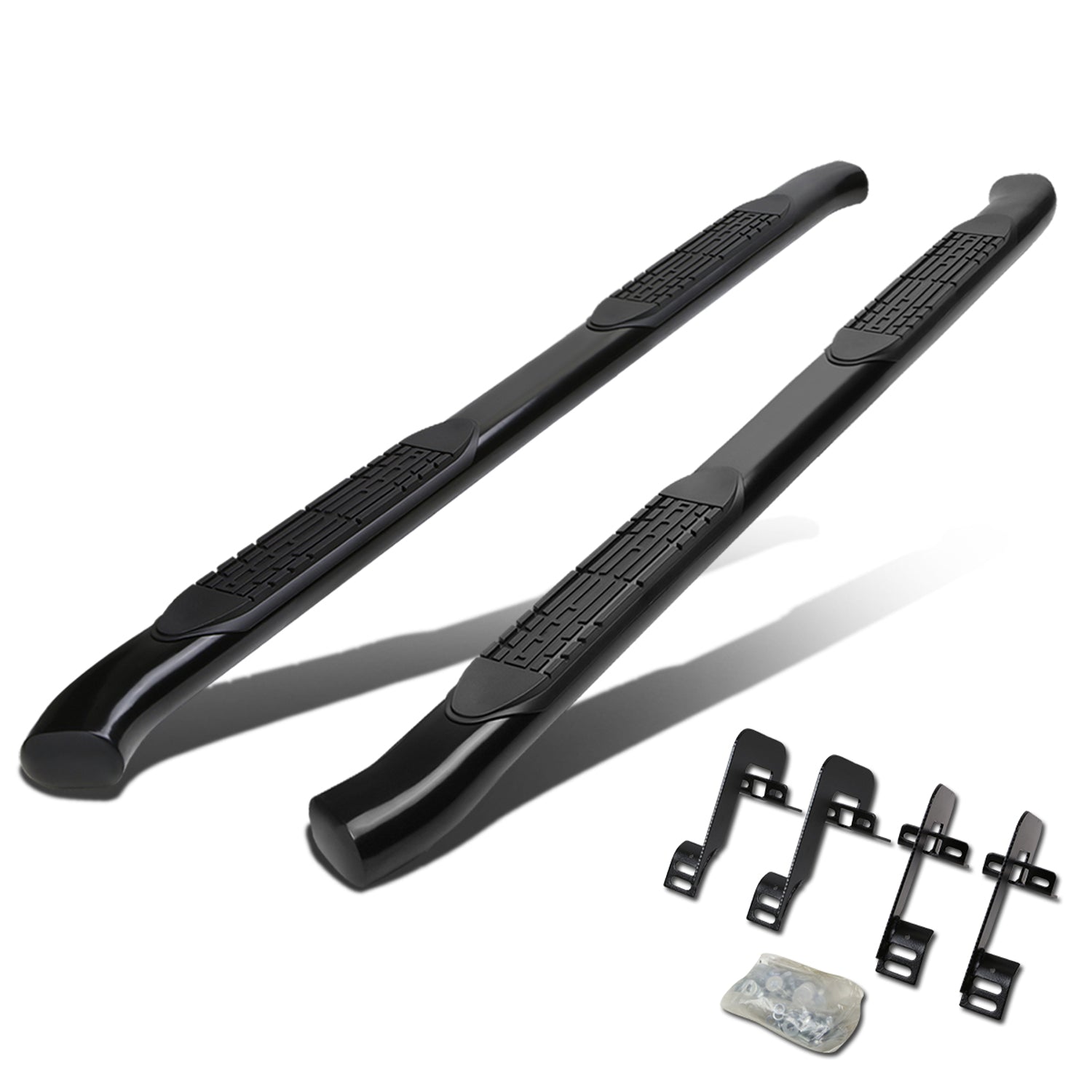 D-Motoring - Running Boards - 4 in. - Black - Curved Oval - 04-14 Ford F-150 Crew Cab - 1