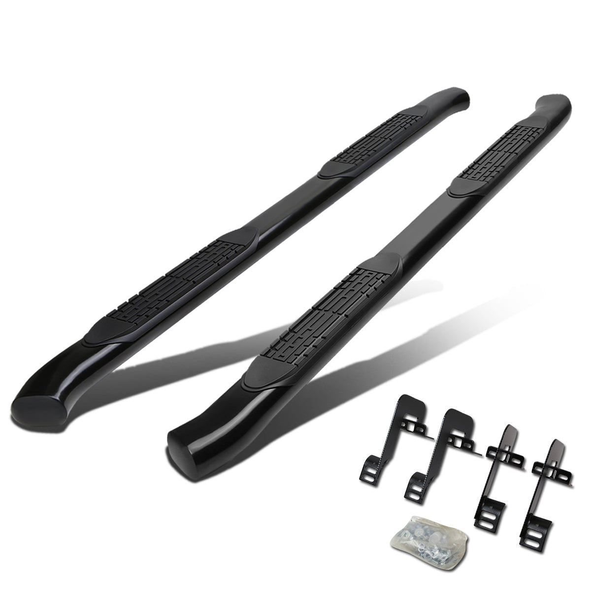 D-Motoring - Running Boards - 4 in. - Black - Curved Oval - 04-14 Ford F-150 Crew Cab - 1