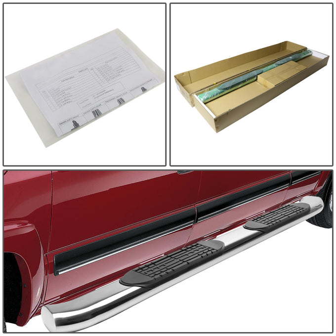 D-Motoring - Running Boards - 4 in. - Curved Oval - 04-14 Ford F-150 Crew Cab - 4