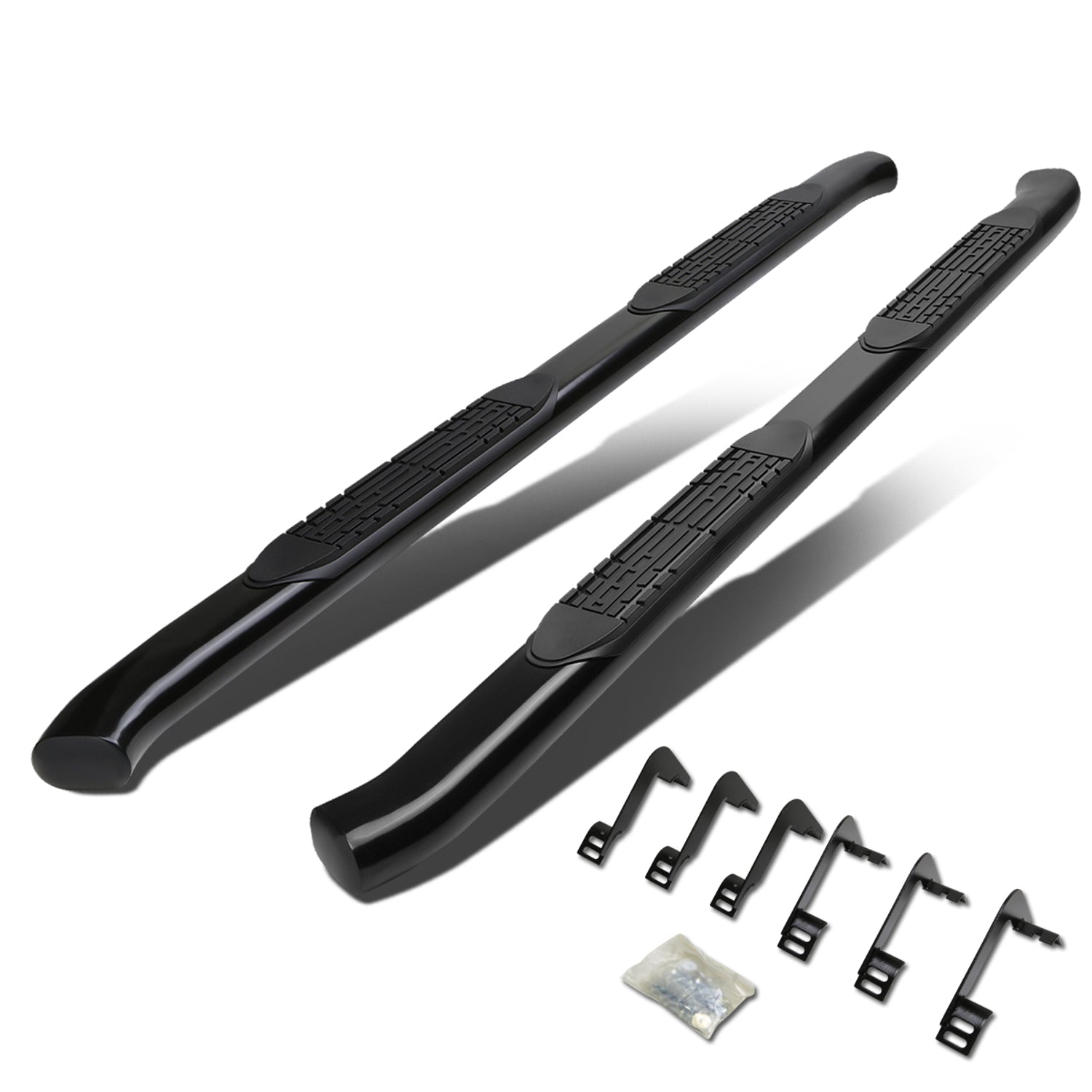 D-Motoring - Running Boards - 4 in. - Black - Curved Oval - 04-15 Nissan Titan Crew Cab (King) - 1