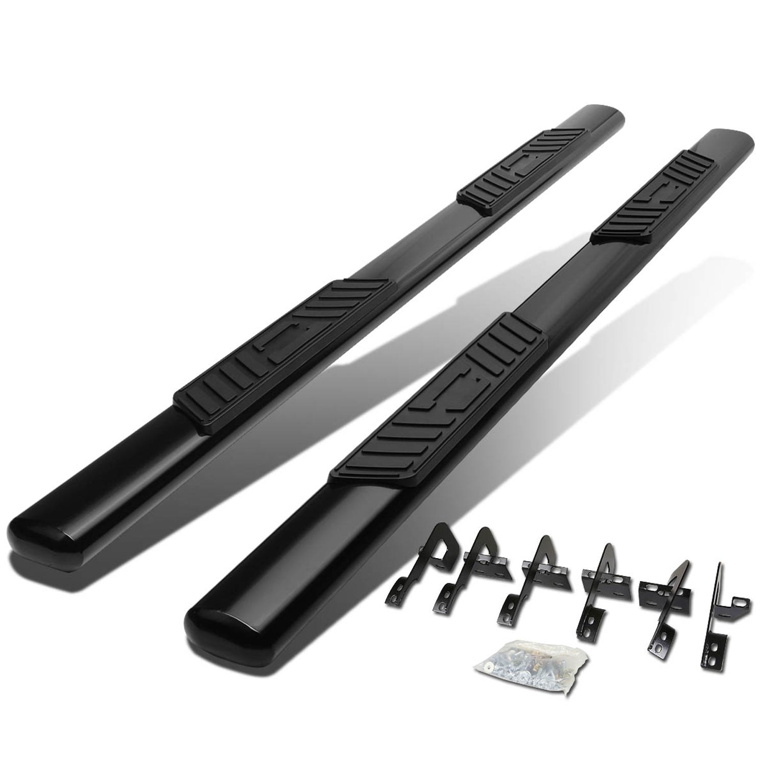 D-Motoring - Running Boards - 5 in. - Black - Oval - 09-14 Ford F-150 Crew Cab (Super Crew) - 1