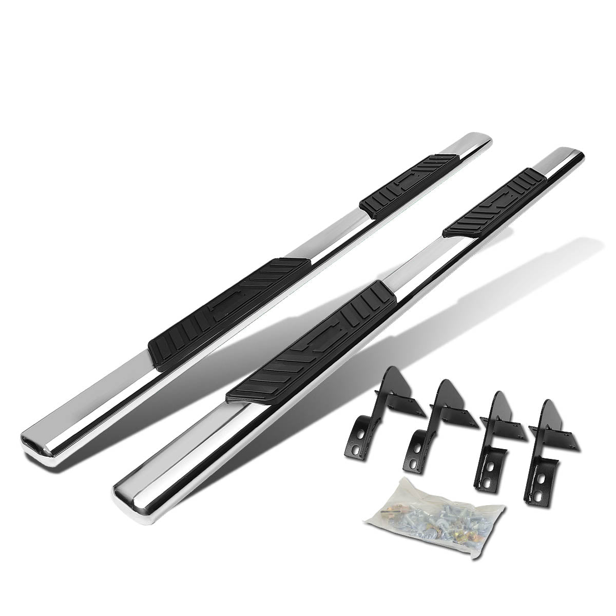 D-Motoring - Running Boards - 5 in. - Oval - Silver - Ford F-250 / F-350 / F-450 /  F-550 Crew Cab - 1