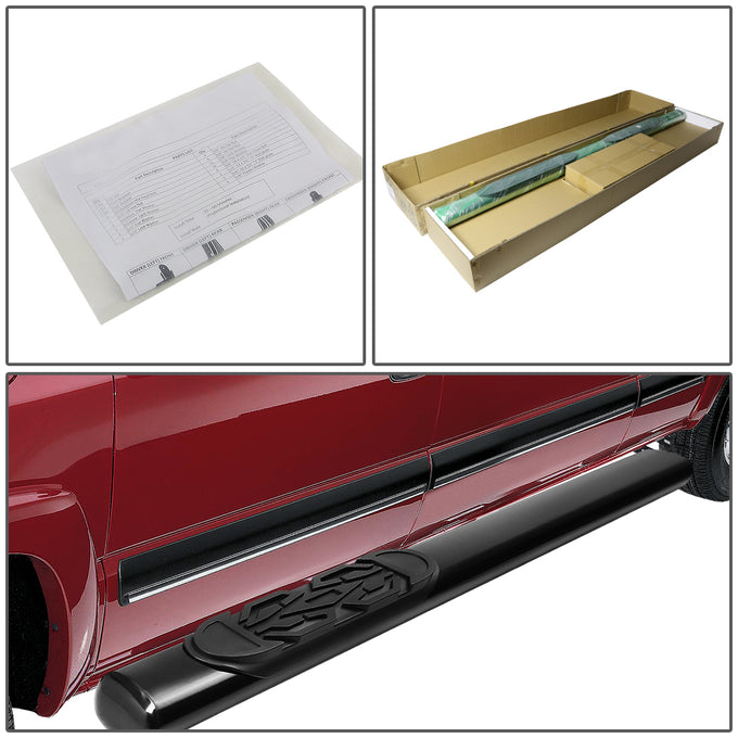 D-Motoring - Running Boards - 6 in. - Black - Oval - Chevy C1500 / C2500 / C3500 / K1500 / K2500 / K3500 - 4