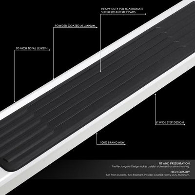 2019 Silverado Sierra Crew Cab Running Boards - 6 in.  - Side Step Bar - Aluminum - Pair - STEPB-ZTL-8109-AL - 2