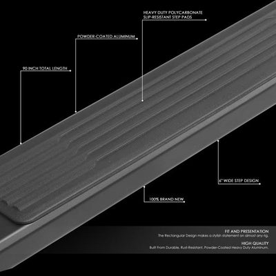 2019 Silverado Sierra Crew Cab Running Boards - 6 in.  - Side Step Bar - Aluminum - Pair - STEPB-ZTL-8109-BK - 2