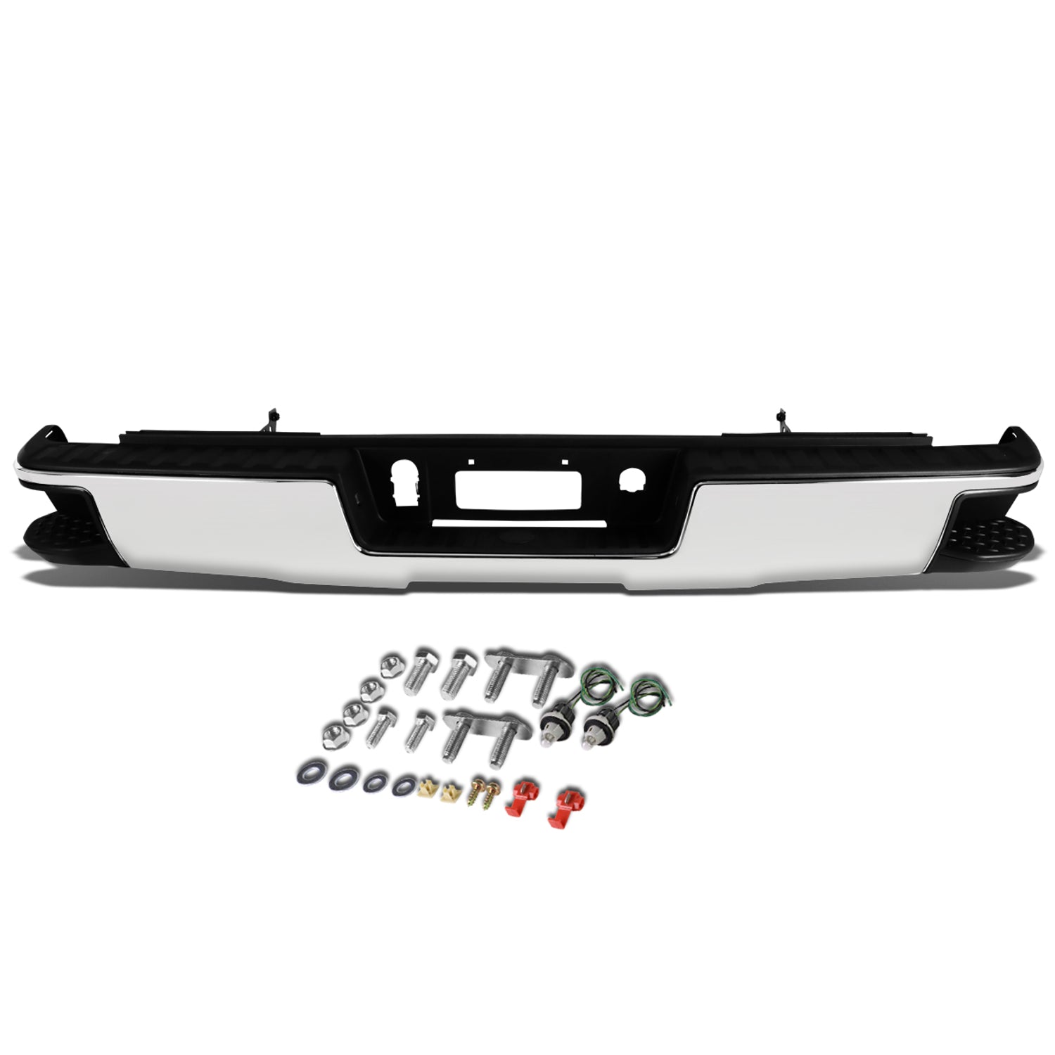 D-Motoring - Rear Bumper - With Corner Side Step Pads - Chevy Silverado 1500 / 2500 / 3500 / GMC Sierra 1500 / 2500 / 3500 - 1
