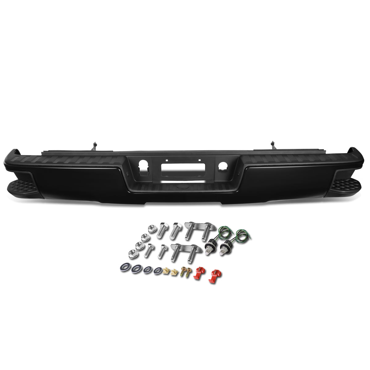 D-Motoring - Rear Bumper - With Corner Side Step Pads - Without Parking Sensor Holes - Chevy Silverado 1500 / 2500 / 3500 / GMC Sierra 1500 / 2500 / 3500 - 1