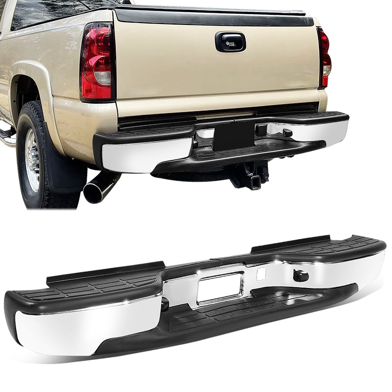 Rear Step Bumper w/o Parking Sensor Holes <br>01-07 Chevy Silverado GMC Sierra 2500HD 3500