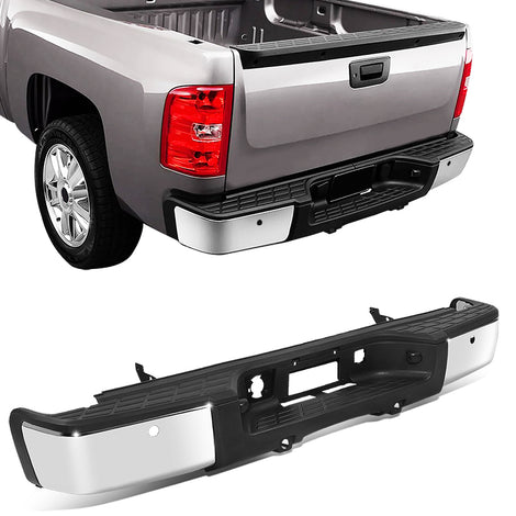 Rear Step Bumper w/Sensor Holes & Plate Lights <br> 07-13 Chevy/GMC Silverado Sierra 1500