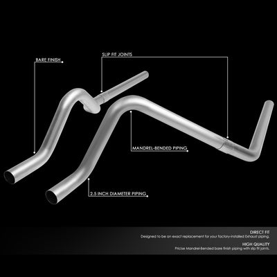 D-Motoring - Tail Pipes - 2.5  Inlet - 2.5  Main Piping - Stainless Steel - 00-03 Dodge Dakota - 2