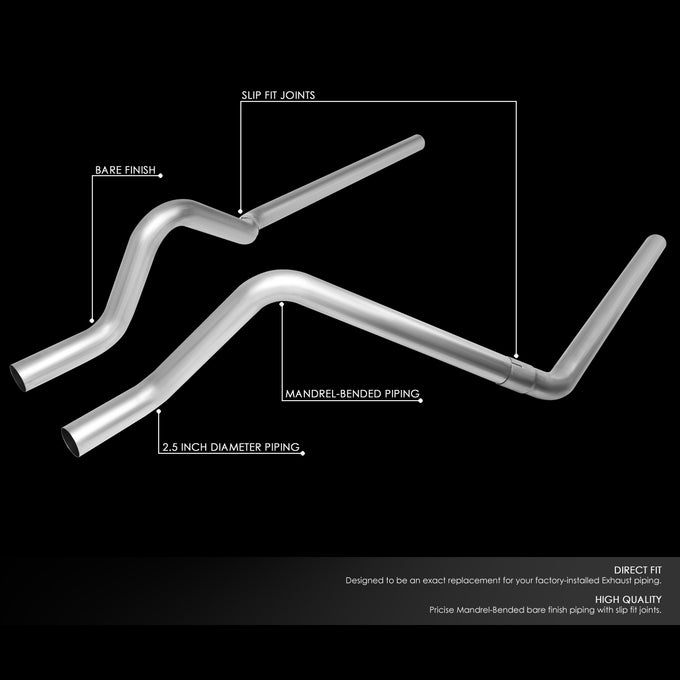D-Motoring - Tail Pipes - 2.5  Inlet - 2.5  Main Piping - Stainless Steel - 04-08 Dodge Dakota - 2