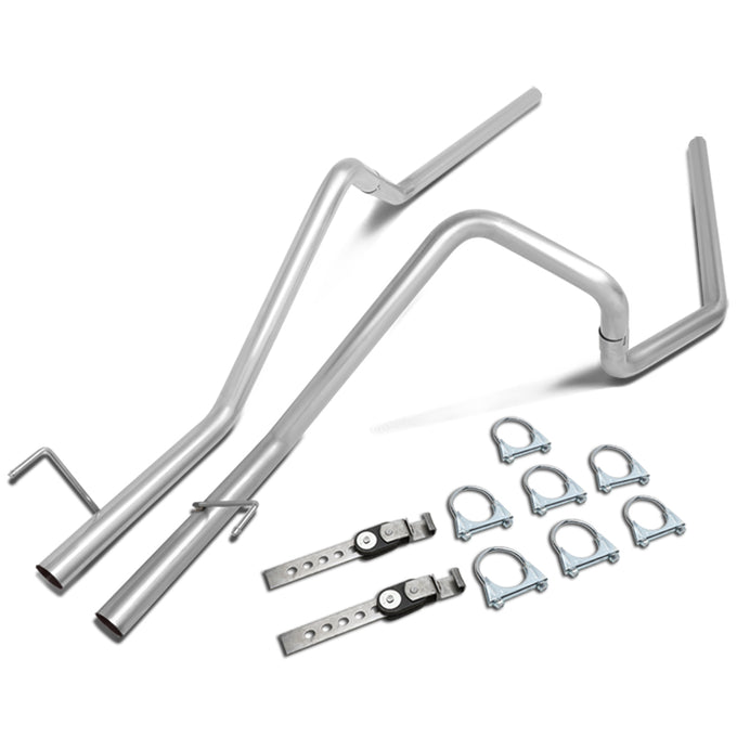 D-Motoring - 02-05 Dodge Ram 1500 2500 Tail Pipes - 2.25 OD Inlet - 2.25 OD Main Piping - Stainless Steel - 2