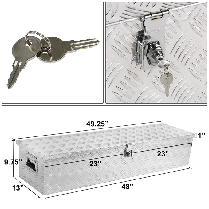 D-Motoring - Truck Bed Tool Box - 49 in.(L) x 13 in.(W) x 10 in.(H) - Built in Locks - Aluminum - Universal - 5