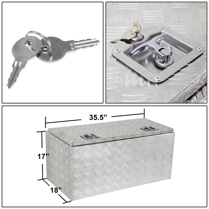 D-Motoring - Truck Bed Tool Box - 36 in.(L) x 18 in.(W) x 17 in.(H)  - Built in Locks - Aluminum - Universal - 5
