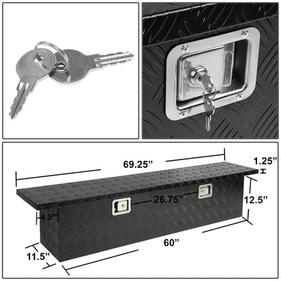 D-Motoring - Truck Bed Tool Box - 69 in.(L) x 12 in.(W) x 13.75 in.(H) - Built in Locks - Aluminum - Universal - 5