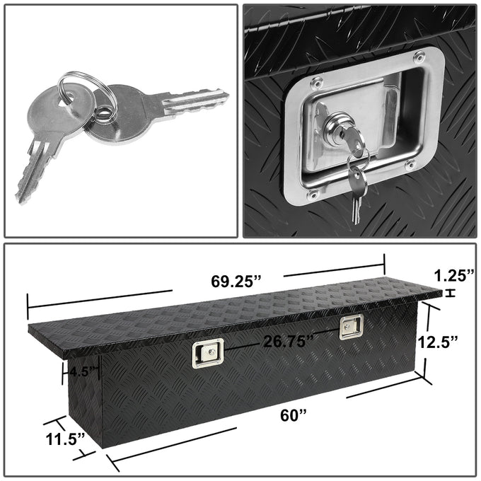 D-Motoring - Truck Bed Tool Box - 69 in.(L) x 12 in.(W) x 13.75 in.(H) - Built in Locks - Aluminum - Universal - 5