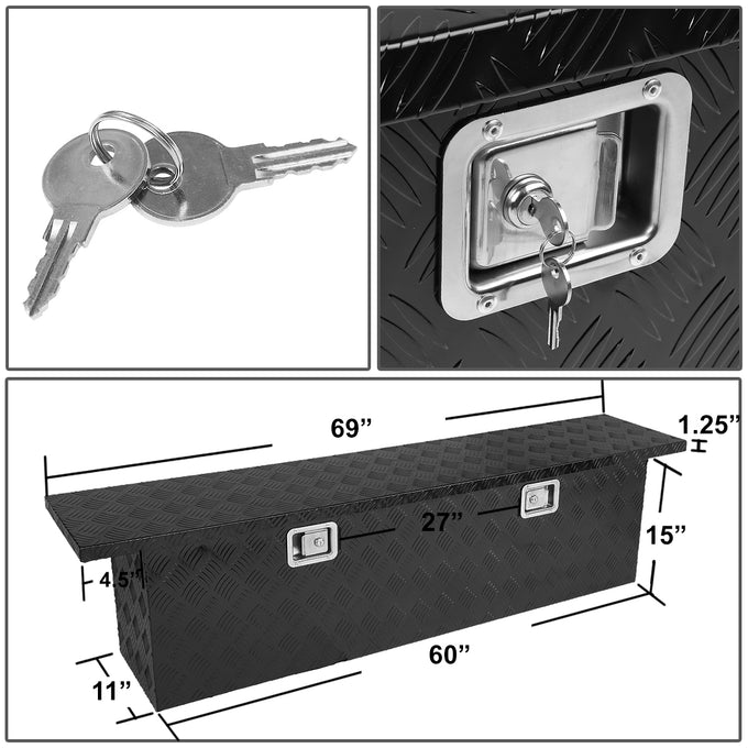 D-Motoring - Truck Bed Tool Box -  69 in.(L) x 11 in.(W) x 16.25 in.(H) - Built in Locks -  Aluminum - Universal  - 5
