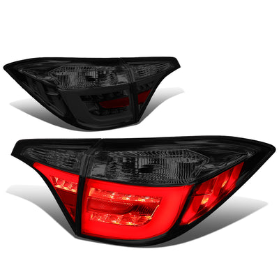 D-Motoring - Tail lights - LED DRL - Chrome Red Housing - Smoked Lens - Plug-n-Play - Pair - 14-16 Toyota Corolla Sedan - 1