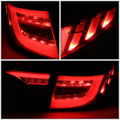 D-Motoring - Tail lights - LED DRL - Chrome Red Housing - Smoked Lens - Plug-n-Play - Pair - 14-16 Toyota Corolla Sedan - 2