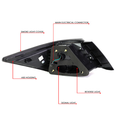 D-Motoring - 08-12 Honda Accord 4-Dr Sedan Tail Lights - 3D LED Bar - Smoked Lens - Plug-n-play - Pair - 6