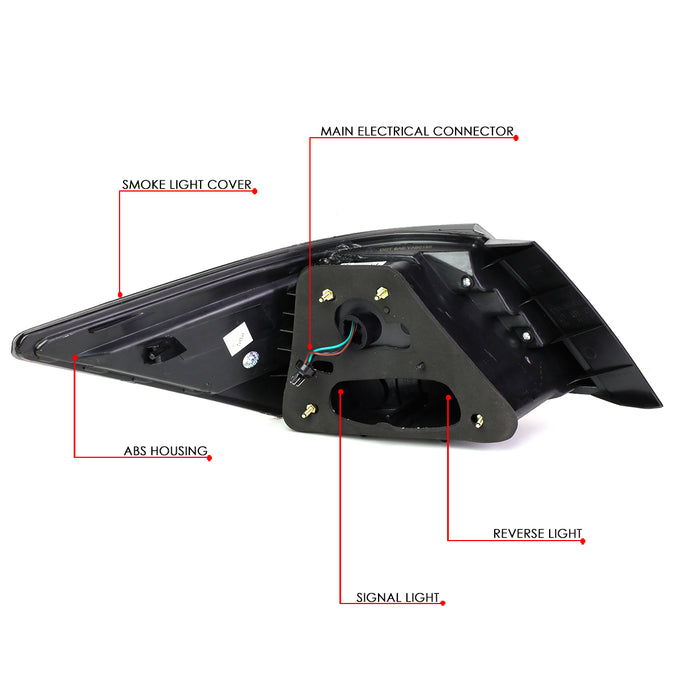 D-Motoring - 08-12 Honda Accord 4-Dr Sedan Tail Lights - 3D LED Bar - Smoked Lens - Plug-n-play - Pair - 6
