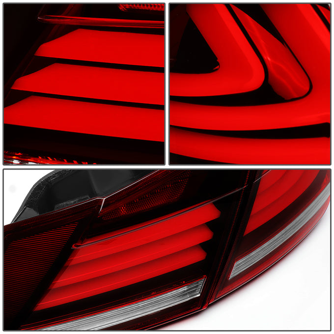 D-Motoring - Tail Lights - LED Turn Signal+3D Bar - Red Lens - Plug-n-Play - Pair - 13-15 Honda Accord 4-Dr Sedan - 5