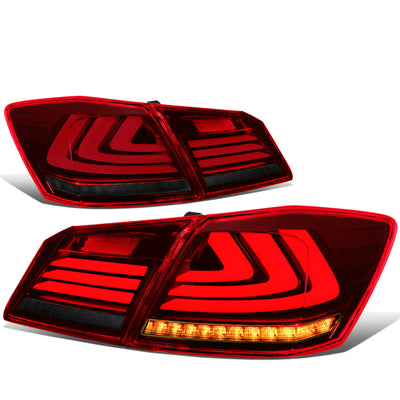 D-Motoring - Tail Lights - LED Turn Signal+3D Bar - Smoked Lens - Plug-n-Play - Pair - 13-15 Honda Accord 4-Dr Sedan - 1