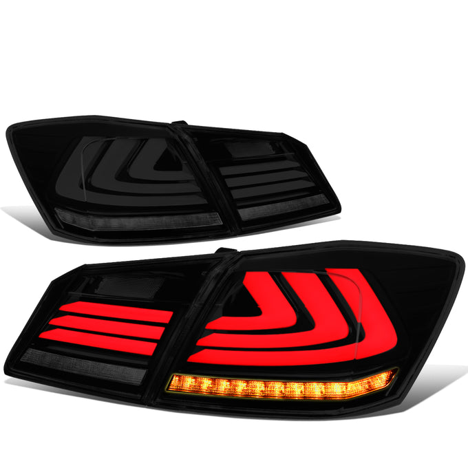 D-Motoring - Tail lights - Sequential LED Turn Signal+3D Bar - Smoked Lens - Plug-n-play - Pair - 13-15 Honda Accord 4-Dr Sedan - 1