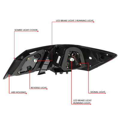 D-Motoring - Tail lights - Sequential LED Turn Signal+3D Bar - Smoked Lens - Plug-n-play - Pair - 13-15 Honda Accord 4-Dr Sedan - 6