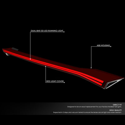 D-Motoring - Tail lights - 3D LED Bar - Red - Plug-n-play - 16-18 Honda Civic 4-Dr Sedan - 2