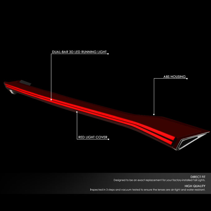 D-Motoring - Tail lights - 3D LED Bar - Red - Plug-n-play - 16-18 Honda Civic 4-Dr Sedan - 2