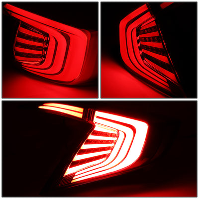 D-Motoring - Tail Lights - 3D LED Bar - Smoked Lens - Plug-n-Play - Pair - 16-18 Honda Civic 4-Dr Sedan - 3