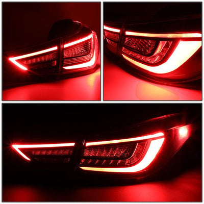 11-13 Hyundai Elantra Sedan Tail Lights - LED Sequential Turn Signal - Red Lens - Plug-n-play - Pair - 3