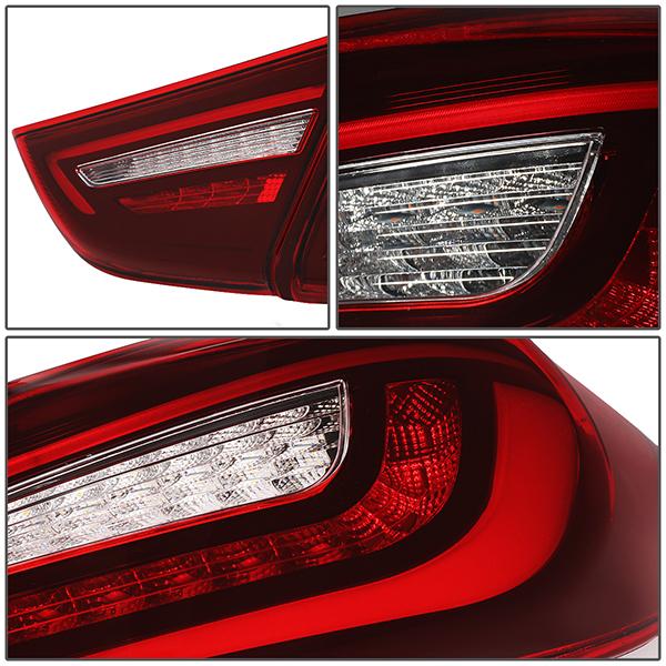 11-13 Hyundai Elantra Sedan Tail Lights - LED Sequential Turn Signal - Red Lens - Plug-n-play - Pair - 6