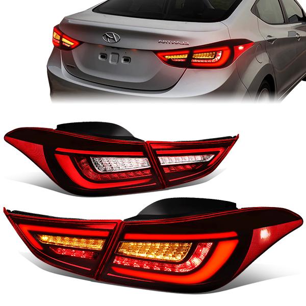 11-13 Hyundai Elantra Sedan Tail Lights - LED Sequential Turn Signal - Red Lens - Plug-n-play - Pair - 1