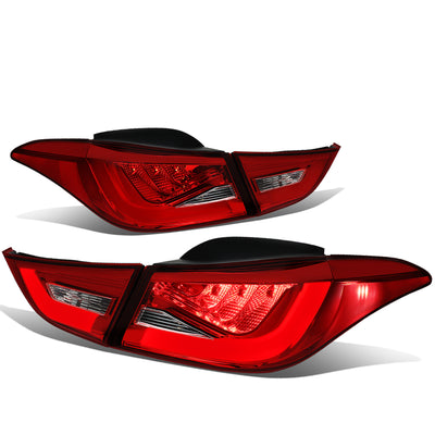 D-Motoring - Tail Lights - 3D LED Bar - Red Lens - Plug-n-Play - Pair - 11-13 Hyundai Elantra Sedan - 1