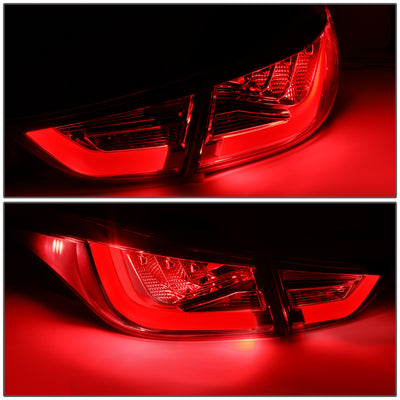 D-Motoring - Tail Lights - 3D LED Bar - Red Lens - Plug-n-Play - Pair - 11-13 Hyundai Elantra Sedan - 3
