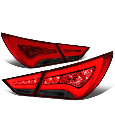 D-Motoring - Tail Lights - 3D LED Bar - Red Lens - Plug-n-Play - Pair - 11-14 Hyundai Sonata - 1