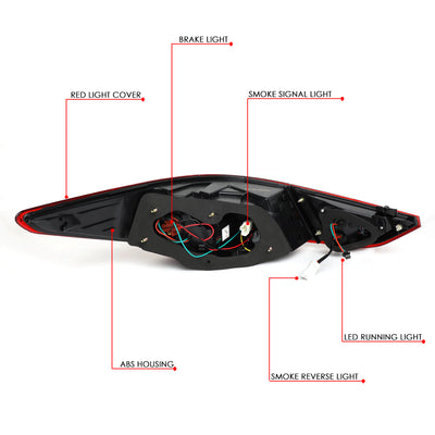 D-Motoring - Tail Lights - 3D LED Bar - Red Lens - Plug-n-Play - Pair - 11-14 Hyundai Sonata - 6