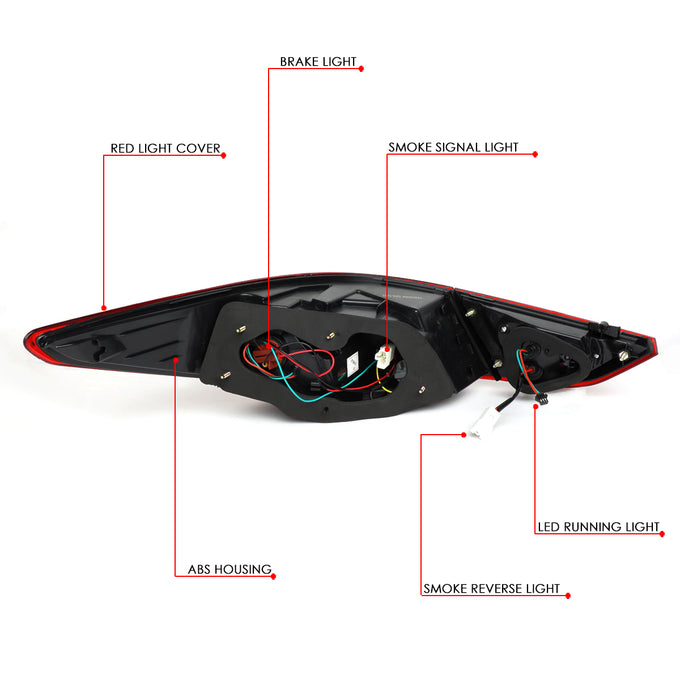 D-Motoring - Tail Lights - 3D LED Bar - Red Lens - Plug-n-Play - Pair - 11-14 Hyundai Sonata - 6