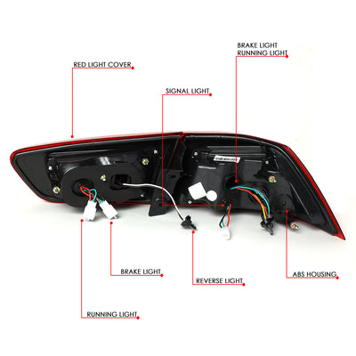 D-Motoring - Tail Lights - Sequential LED Turn Signal - Red Lens - Plug-n-Play - Pair - 8-17 Mitsubishi Lancer & EVO Sedan - 6