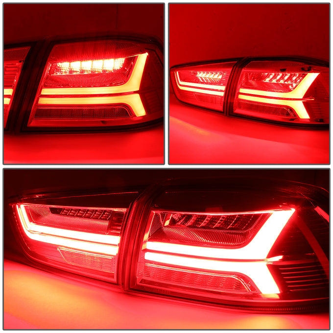 D-Motoring - Tail Lights - Sequential LED Turn Signal - Red Lens - Plug-n-Play - Pair - 8-17 Mitsubishi Lancer & EVO Sedan - 3