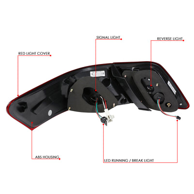 D-Motoring - Tail lights - 3D LED Bar Styling - Red Lens - Plug-n-play - Pair - 10-11 Toyota Camry - 6