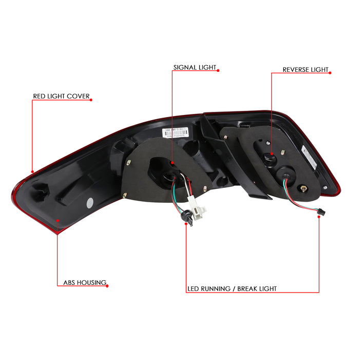 D-Motoring - Tail lights - 3D LED Bar Styling - Red Lens - Plug-n-play - Pair - 10-11 Toyota Camry - 6