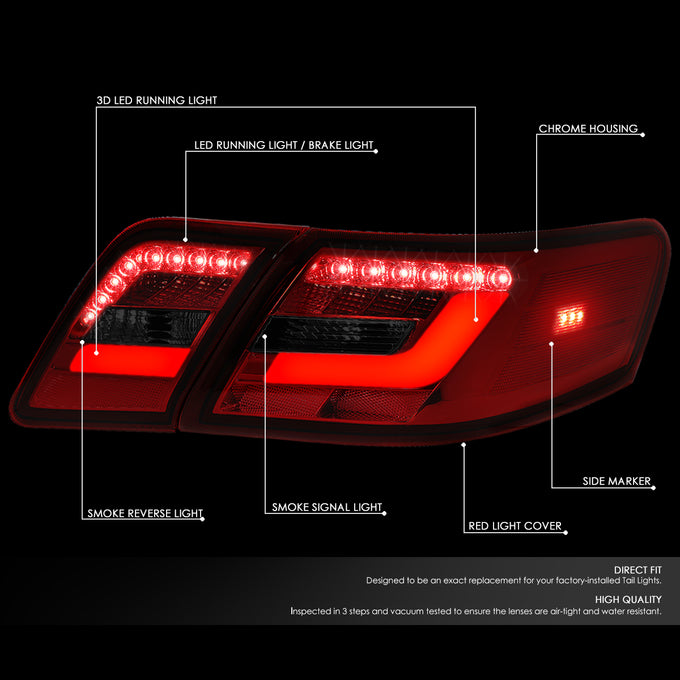 D-Motoring - Tail lights - 3D LED Bar Styling - Red Lens - Plug-n-play - Pair - 10-11 Toyota Camry - 2