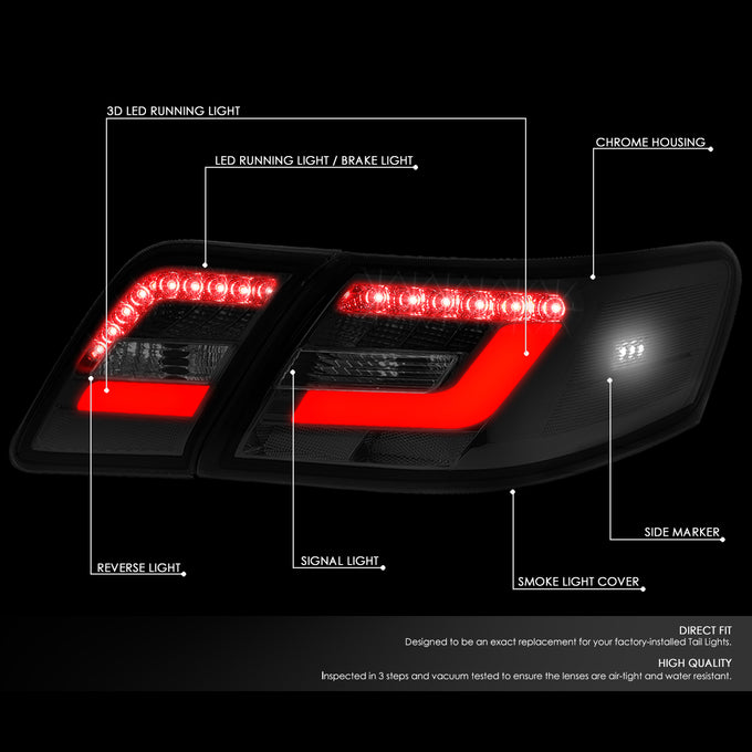 D-Motoring - Tail Lights - 3D LED Bar - Smoked Lens - Plug-n-Play - Pair - 10-11 Toyota Camry - 2